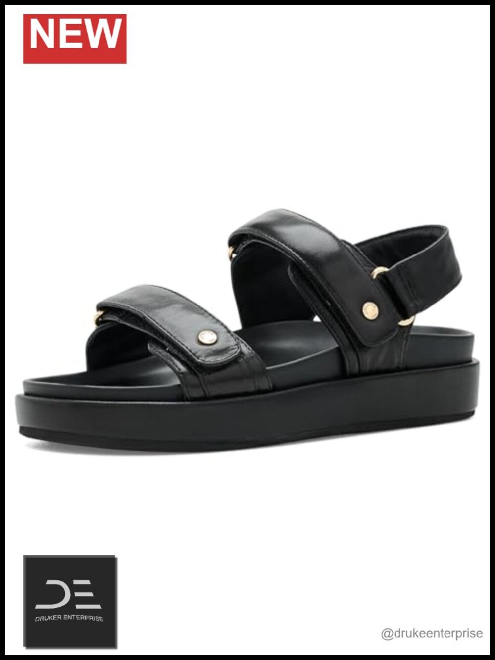 Leather Platform Sandals with Slingback Strap